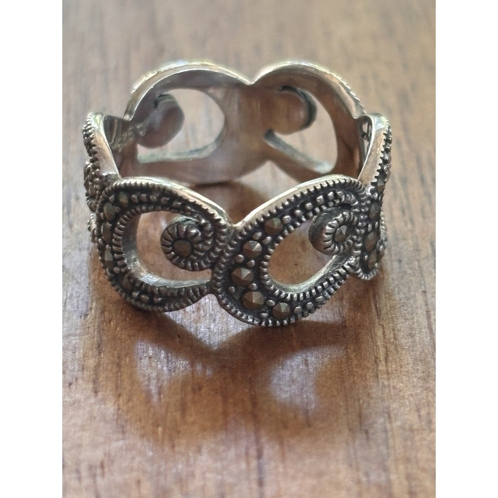 Vintage 925 Sterling Silver Open Scrollwork Band 4.3 Grams Size 7